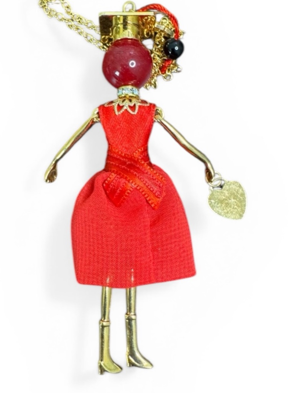 Gisel Laureata Doll Necklace Red Gown Graduation Cap Handmade Milan Italy New